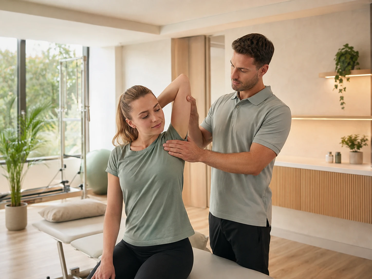 Merewell Physiotherapy Studio concept showing a calm physiotherapy consultation