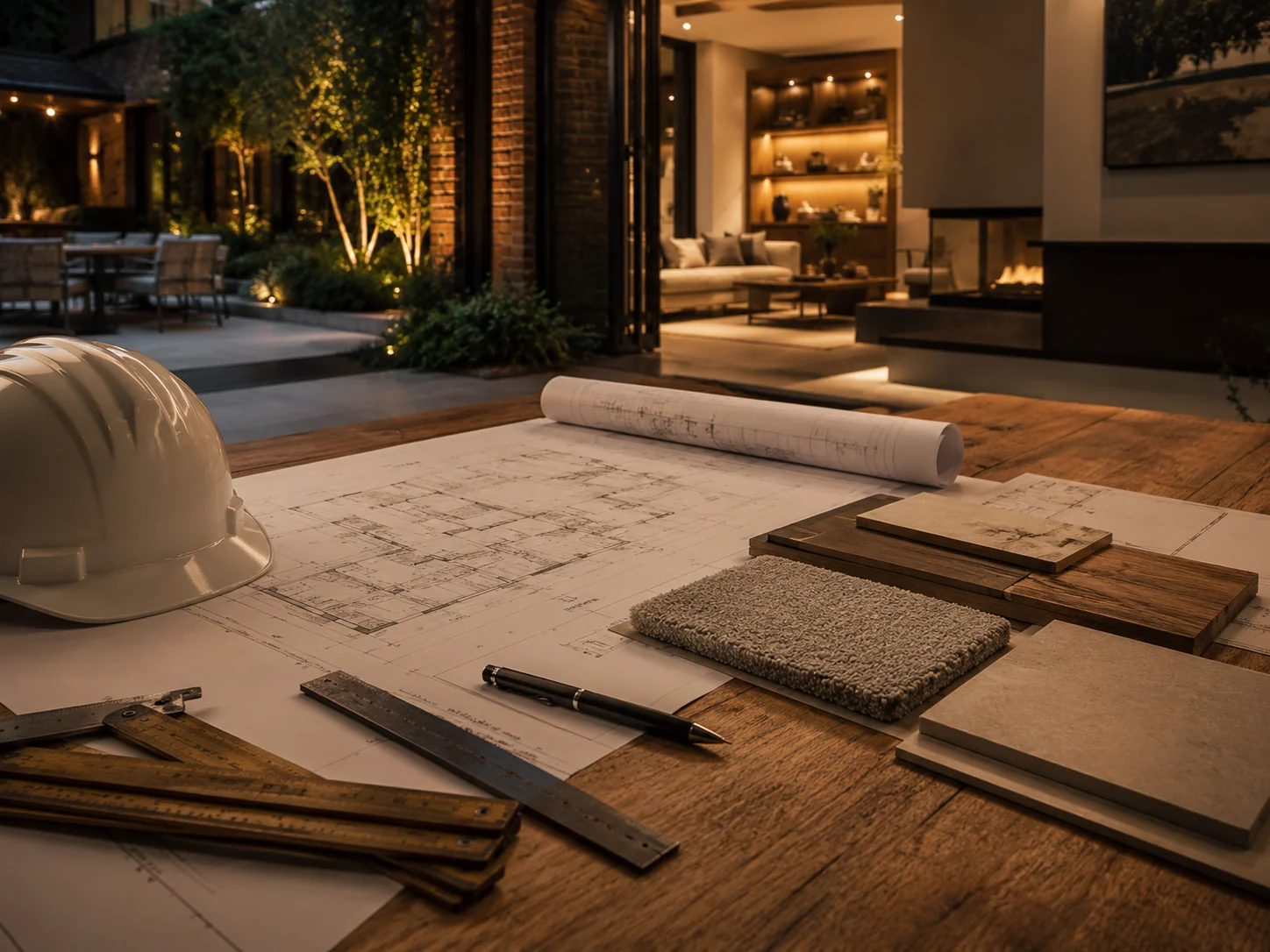 Architectural drawings and material samples
