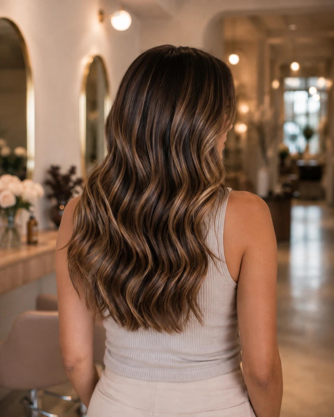 Balayage hairstyle from the back