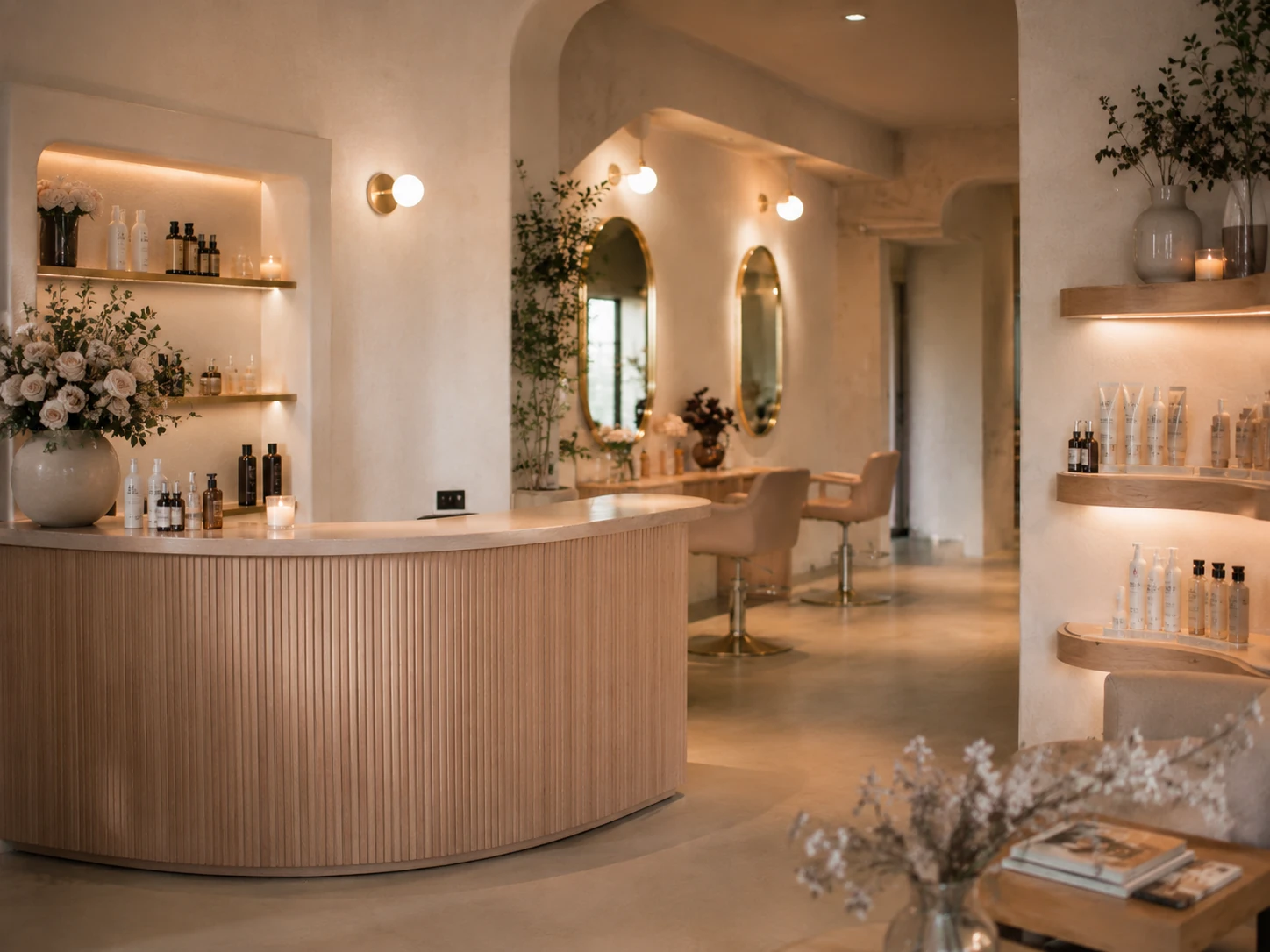 Warm minimalist salon reception